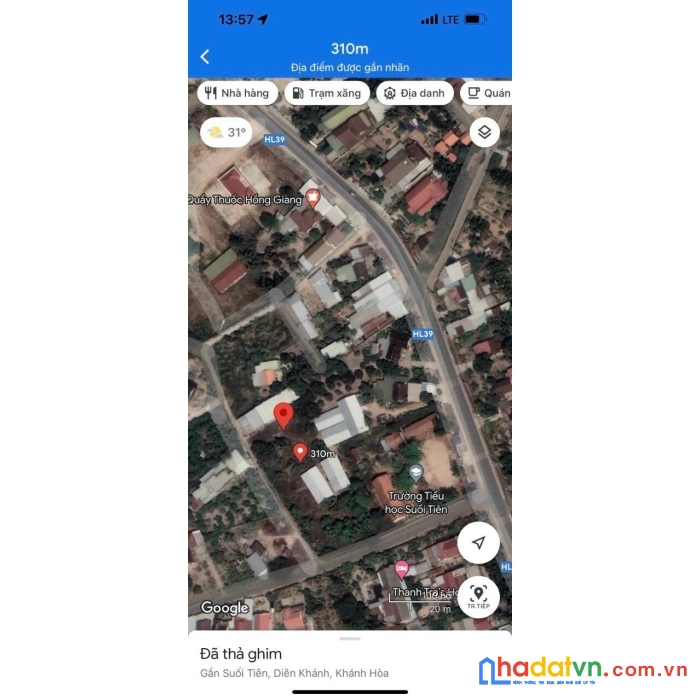 Bán đất suối tien diên khánh 300m2 qy hoạch thổ giá chỉ 3,8 triệu