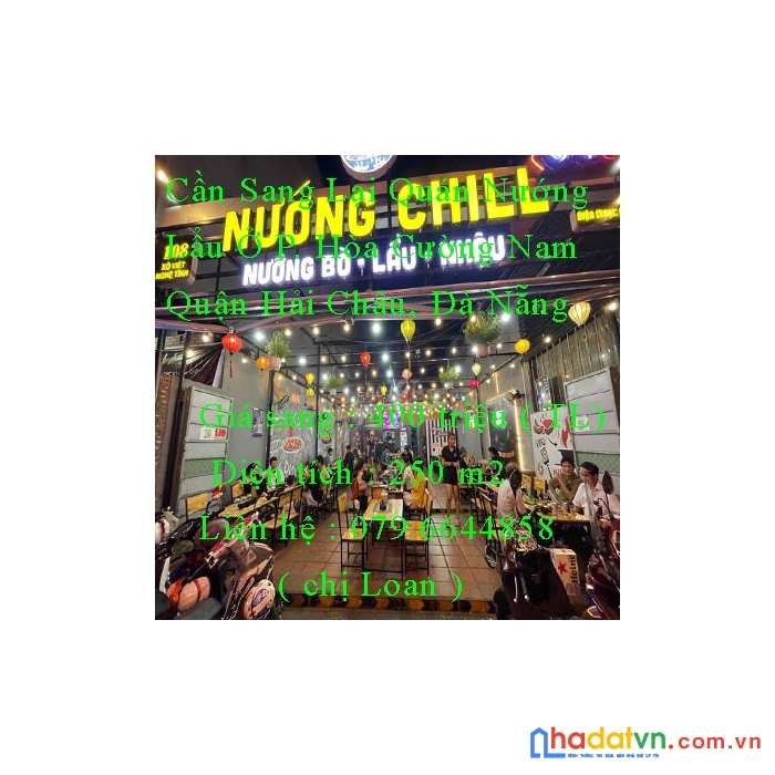 Cần sang lại quán nướng + lẩu ở phường hòa cường nam, quận hải châu, đà nẵng