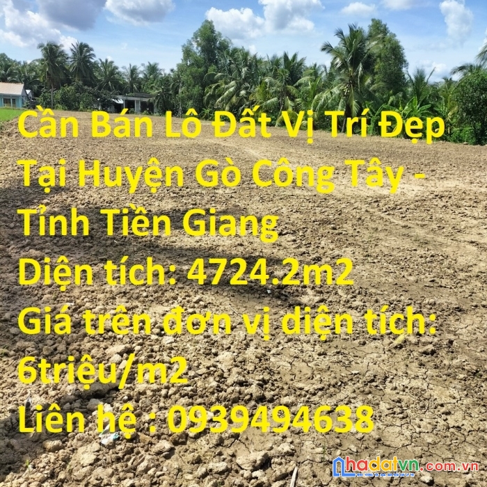 Cần bán lô đất vị trí đẹp tại huyện gò công tây – tỉnh tiền giang