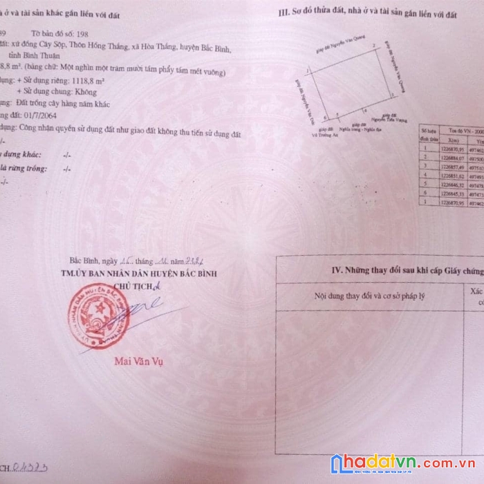 Đất vườn hòa thắng, bắc bình, bình thuận