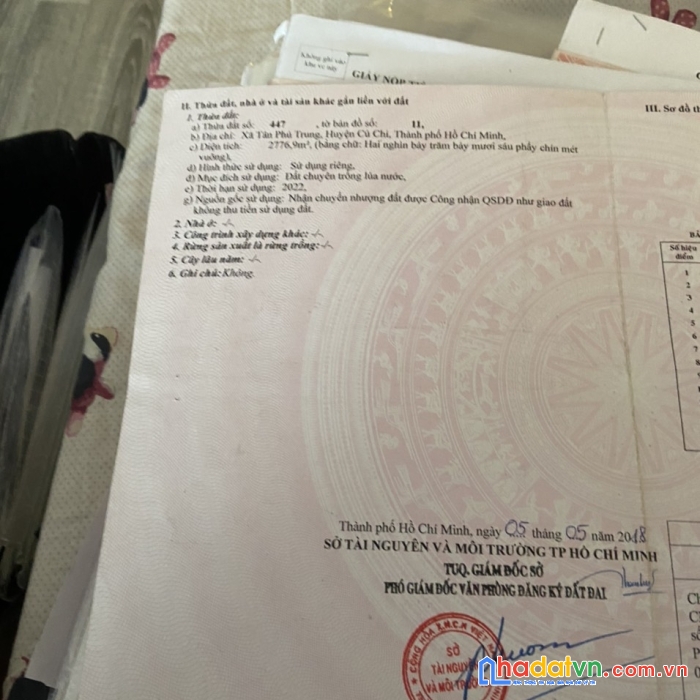 Bán đất 2776 m2 tân phú trung, sau lưng bệnh viện xuyên á, củ chi, tp. hồ chí minh