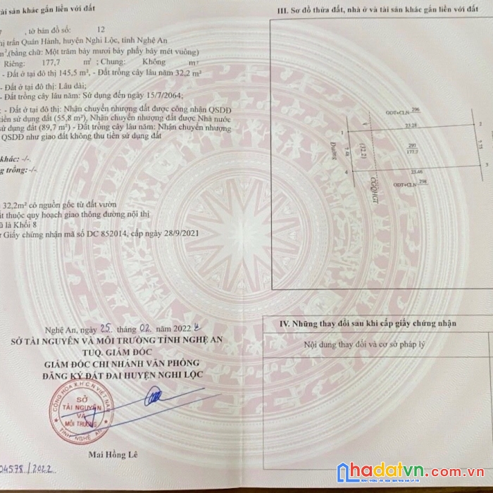 Chính chủ cần bán lô đất vị trí đẹp tại nghệ an