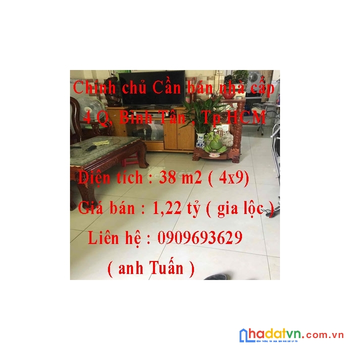 Chính chủ cần bán nhà cấp 4 quận bình tân , tp hồ chí minh