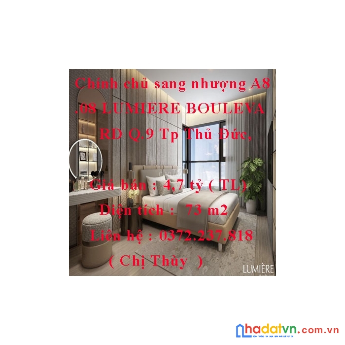 Chính chủ sang nhượng a8.08 lumiere boulevard q.9 thành phố thủ đức, tp hồ chí minh