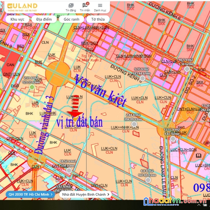 Bán 2000m2 đất mt kênh lộ giới 6m lê minh xuân - bình chánh