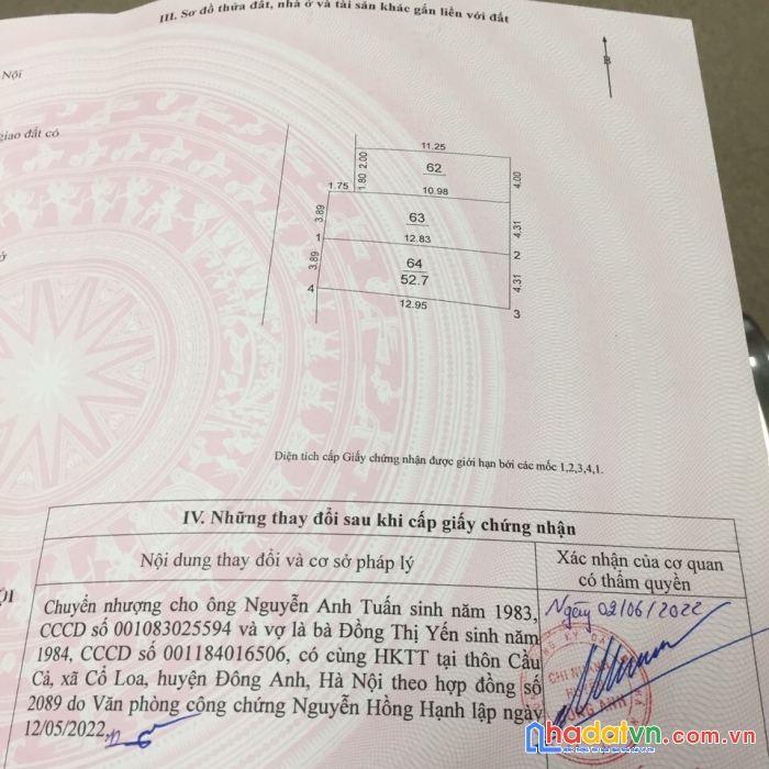 Bán gấp 52,7m2 đất bìa làng tuân lề, tiên dương, đông anh. giá ngợp ngân hàng.