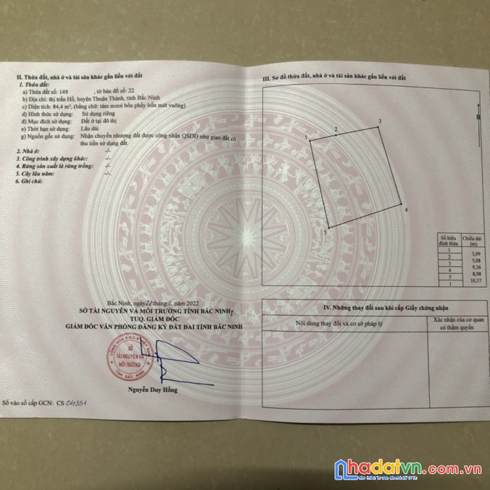 Cần bán lô tt hồ, thuận thành, bắc ninh, giá đẹp 999tr