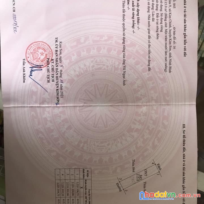 Chính chủ cần bán lô đất tại xóm 9 xã kim chính - huyện kim sơn - tỉnh ninh bình .