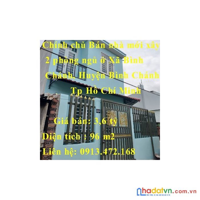 Chính chủ bán nhà mới xây 2 phòng ngủ ở xã bình chánh, huyện bình chánh, tp hồ chí minh