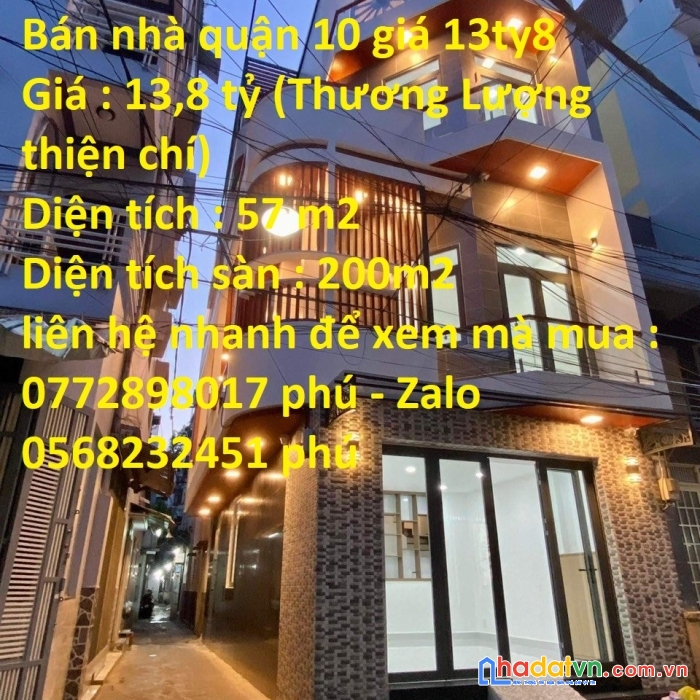 Bán nhà vị trí đẹp tiềm năng tại quận 10 giá 13ty8