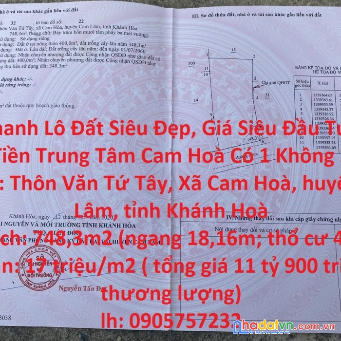Ra nhanh lô đất siêu đẹp, giá siêu đầu tư mặt tiền trung tâm cam hoà có 1 không 2