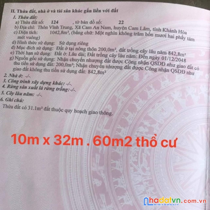 Sở hữu ngay lô đất đẹp tại xã cam an nam, huyện cam lâm, khánh hòa