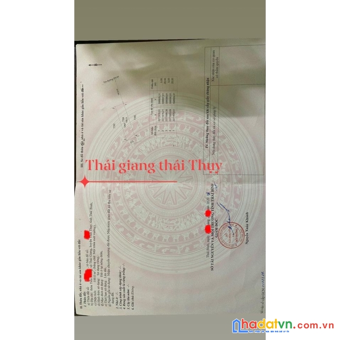 Chính chủ cần bán lô đất mặt đường huyện dh 91  xã thái giang- huyện thái thụy - tỉnh thái bình