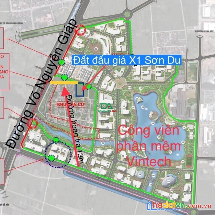 Bán đất đông anh khu đấu giá x1 sơn du nguyên khê gần đường võ nguyên giáp