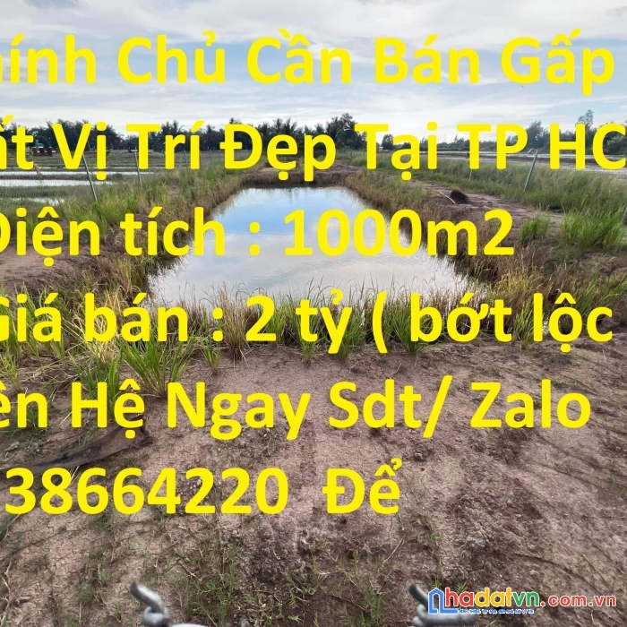 Chính chủ cần bán gấp lô đất vị trí đẹp tại tp hcm