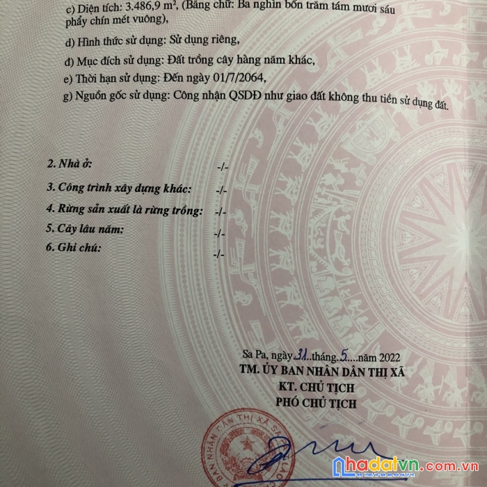 B án nhanh lô đất xã sử pán thị xã sapa.