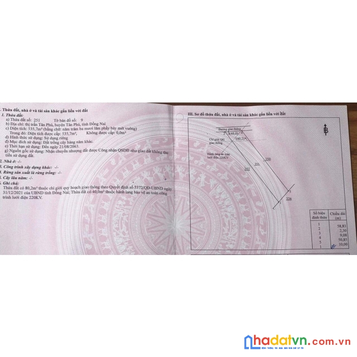 Cần bán gấp lô đất siêu đẹp tại huyện tân phú - đồng nai.