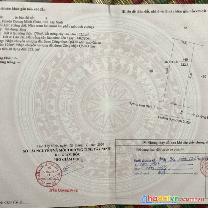 Bán đất tây ninh liền kề khu du lịch núi bà đen