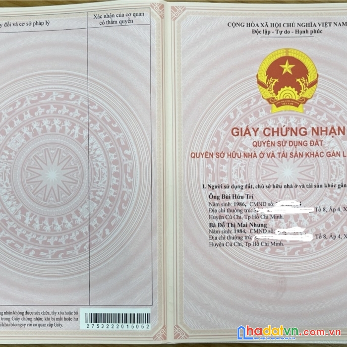 Chỉ với 755tr sở hữu ngay lô đất đẹp ngay trung tâm thị trấn củ chi