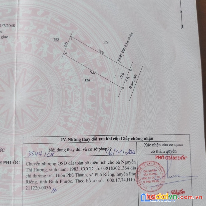 Đất chính chủ cực đẹp - ngay thôn phú thịnh - phú riềng