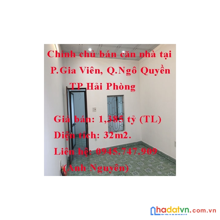 Chính chủ bán căn nhà tại  p.gia viên, q.ngô quyền, tp hải phòng