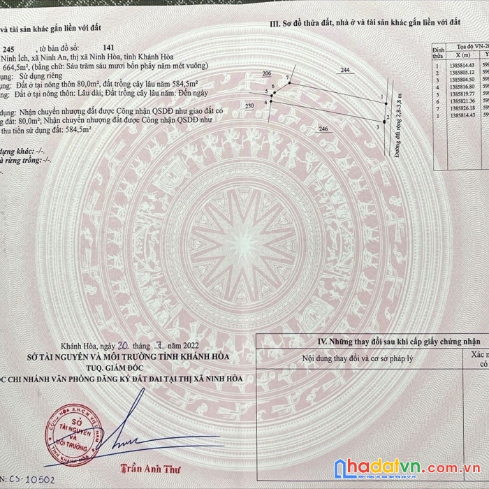 Cần bán nhanh lô đất ninh an - ninh hòa - khánh hòa