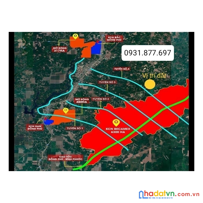 Bán gấp đất ngay khu công nghiệp becamex đồng phú 6317 ha, hơn 3tr/m2.
