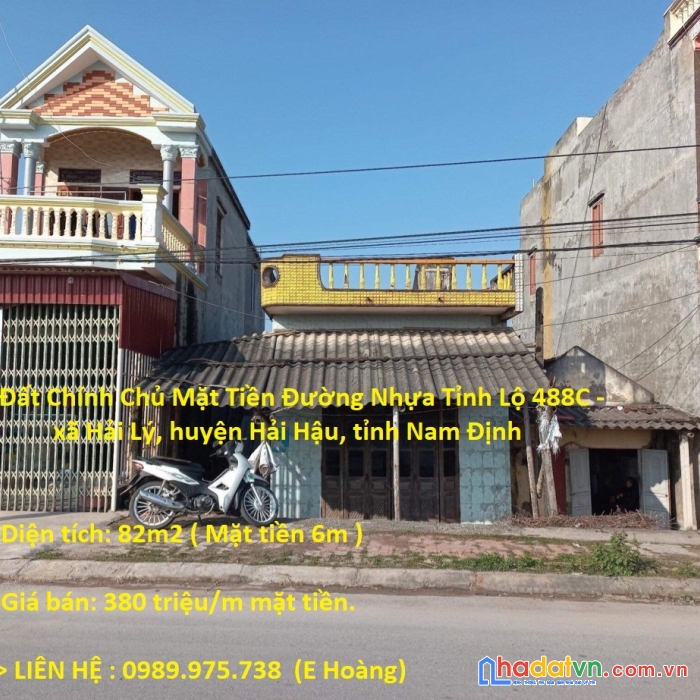 Cần bán gấp lô đất chính chủ mặt tiền đường nhựa tỉnh lộ 488c hải hậu