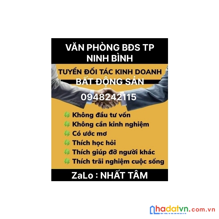 Cần tuyển đối tác kinh doanh văn phòng bđs tp ninh bình