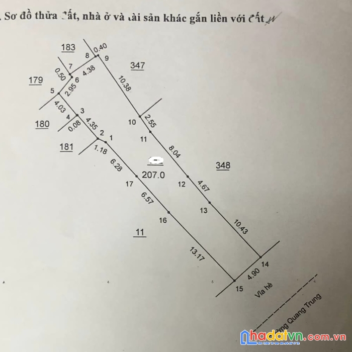 Bán nhà mặt phố quang trung hà đông 207m2, giá chào 39.9 tỷ