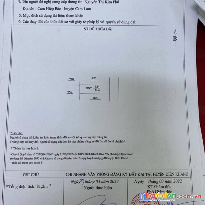 Bán lô đất suối tiên diên khánh khánh vĩnh giá rẻ