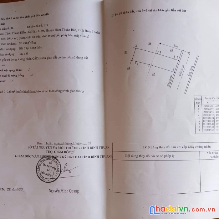 Chính chủ cần bán lô đất huyện hàm thuận bắc , tỉnh bình thuận