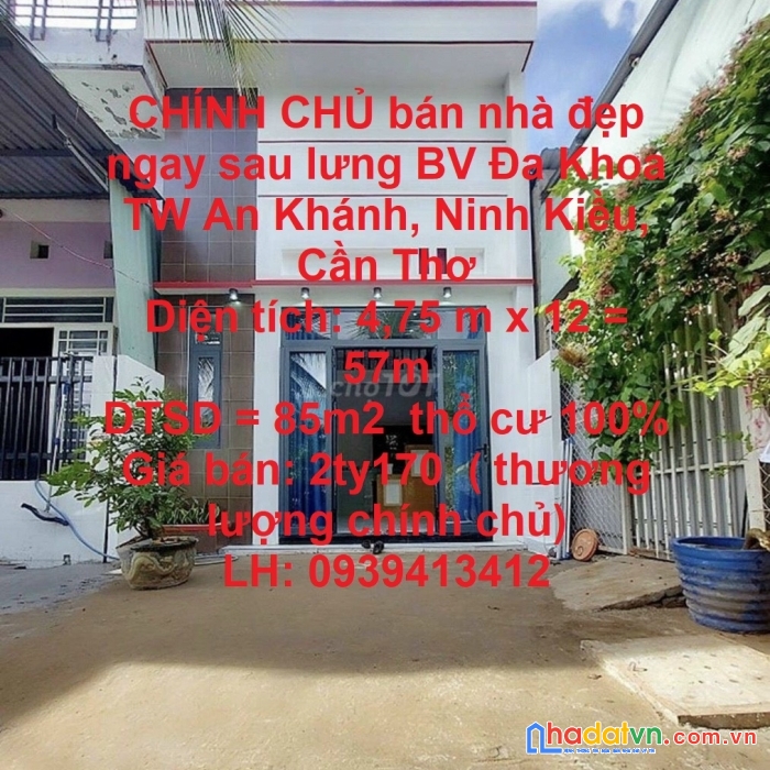 Chính chủ bán nhà đẹp ngay sau lưng bv đa khoa tw an khánh, ninh kiều, cần thơ