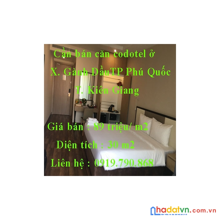 Cần bán căn codotel ở  thành phố phú quốc, kiên giang