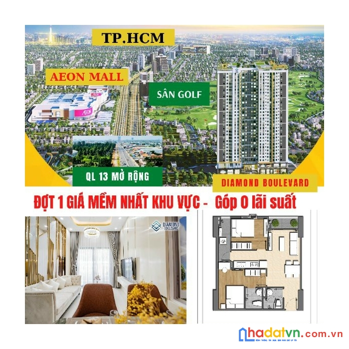 Bán căn hộ diamond boulevard giá tốt chỉ từ 1,5  tỷ