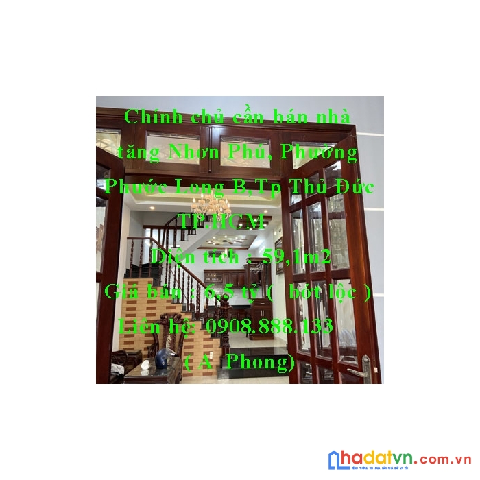 Chính chủ cần bán nhà  hẻm 83 tăng nhơn phú, phường phước long b,thàng phố thủ đức, tphcm