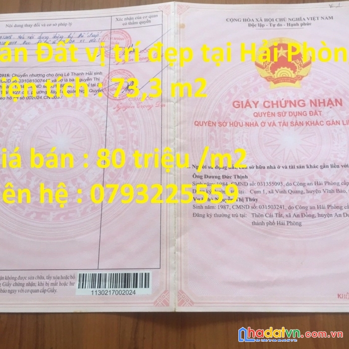 Bán đất vị trí đẹp tại hải phòng