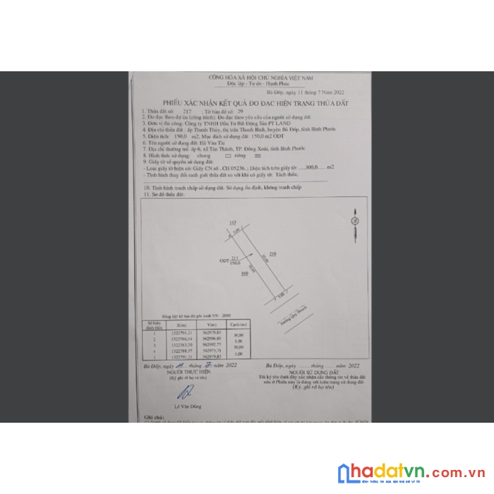 Bán 150m2 full thổ cư tại ấp thanh thủy, thị trấn thanh bình, bù đốp, bình phước