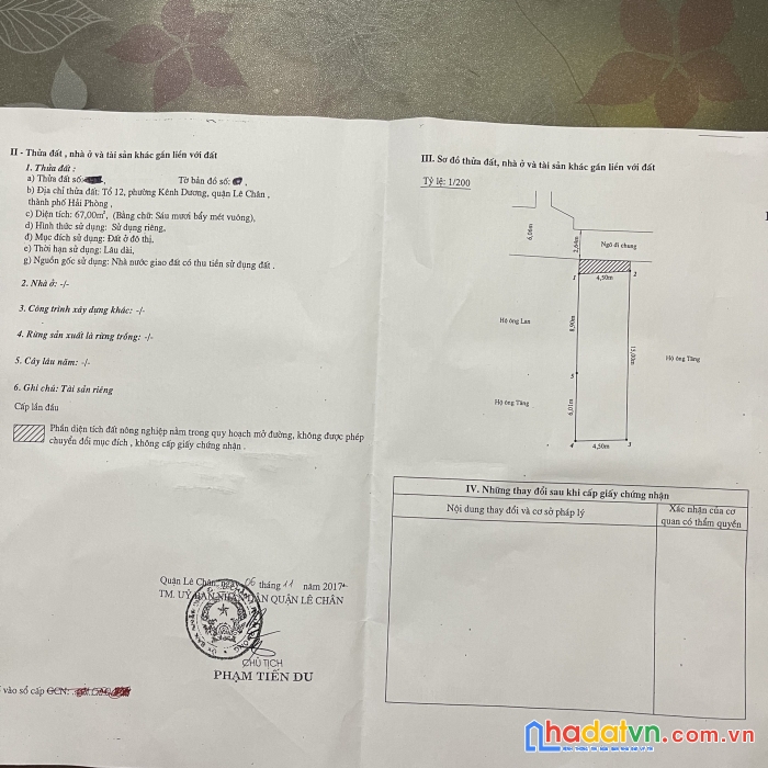 Hàng f0 chưa qua tay:
 67mv mặt đường lớn, hướng nam, đối diện aeon hải phòng. 
giá 12x triệu/m2
