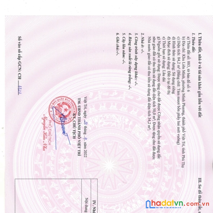 Chính chủ cần bán lô đất tại khu liên minh – phường minh phương – tp việt trì – tỉnh phú thọ.