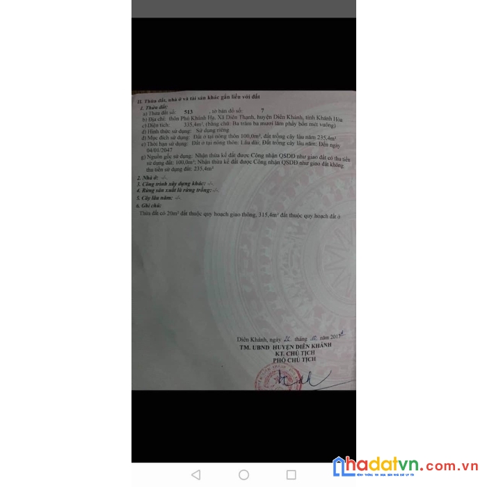 Chính chủ cần bán lô đất đẹp giá đầu tư tại diên khánh , khánh hòa