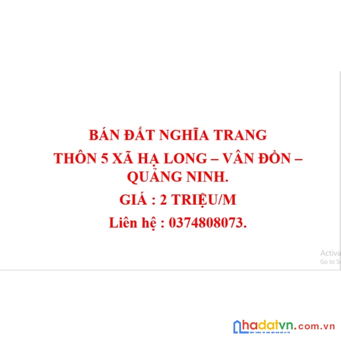 Do chuyển chỗ ở nên gia đình muốn nhượng lại mảnh đất nghĩa trang gia đình tại thôn 5 xã hạ long,