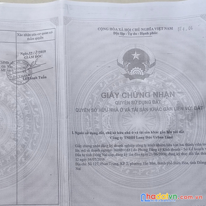 Đất full thổ , đã có sổ tại long thành cần gả gấp