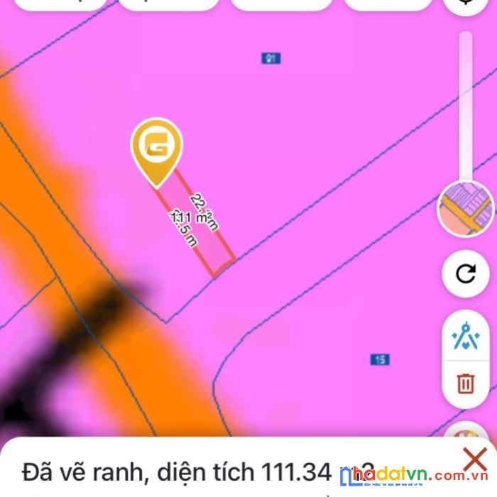 Cần bán lô đất sổ hồng riêng, thổ cư 100%.  111 m2, 2,2 tỷ, hòa phú , củ chi