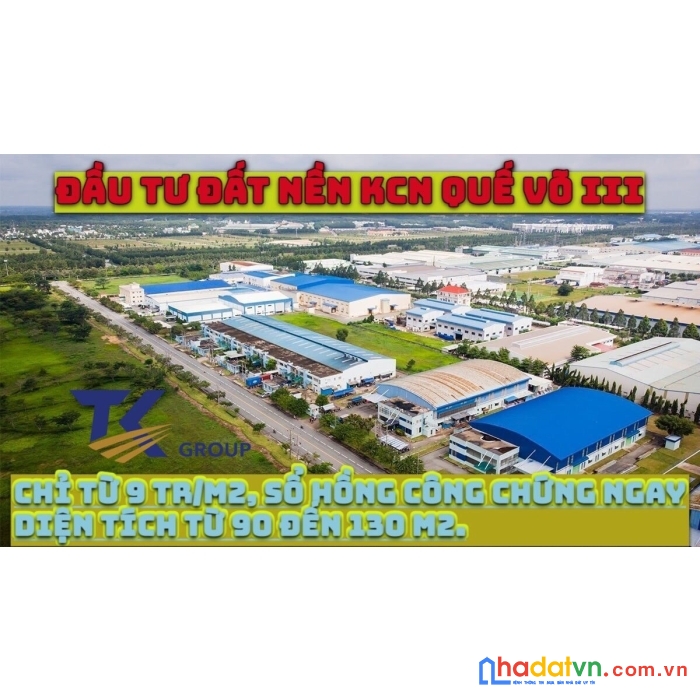 Cơ hội tốt cho nhà đầu tư lãi x2,x3 đất nền kcn bắc ninh chỉ từ 9tr/m2,sổ hồng trao tay!