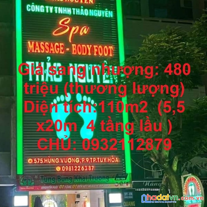 Chính chủ cần sang nhượng lại quán spa masege tại p9 tp tuy hoà phú yên