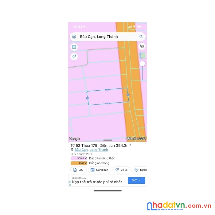 Bán gấp lô đất tại ấp 6 , bàu cạn, long thành, đồng nai