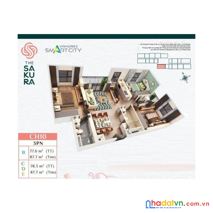 Bán căn hộ 3pn 88m2 tầng 5 view nội khu nhật bản kđt vinhomes smart city giá 3,99 tỷ lh