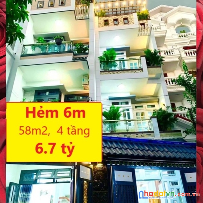 Nhà đẹp nguyễn tư giản, phường 12, gò vấp – hẻm 6m, 58m2, 4 tầng, giá rẻ.
