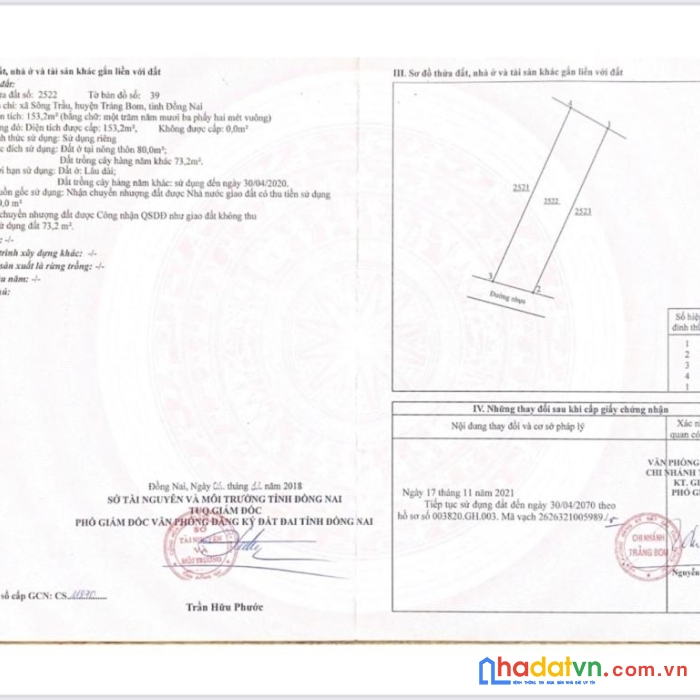 Chính chủ cần bán nhanh lô đất mặt tiền đường bê tông ngay sông trầu - trảng bom - đồng nai